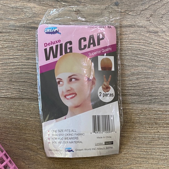 Kids Grandma Costume Wig Set with Pink Rollers - Picture 4 of 5